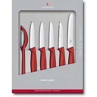 VICTORINOX Küchenmesser + Sparschäler Swiss Classic silber, rot, 1 Set von Victorinox