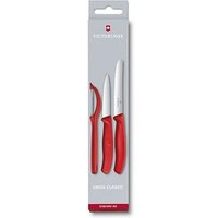 3 VICTORINOX Gemüsemesser Swiss Classic silber, rot glatt von Victorinox