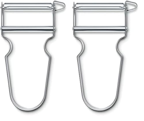 Victorinox Sparschäler STAR, Kartoffelschäler, Zweischneidig mit Pendelklinge, Extra Scharf, Metallgriff, Swiss Made (Packung mit 2) von Victorinox