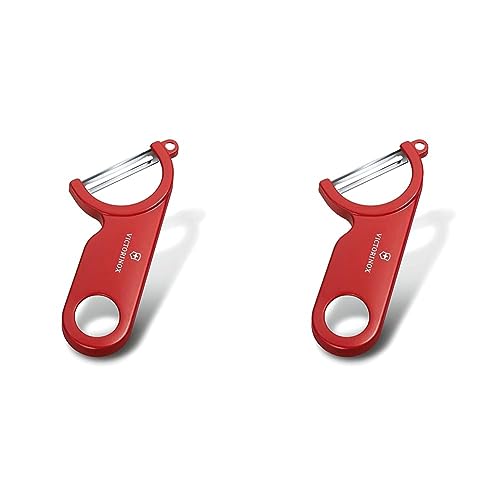 Victorinox Sparschäler mit Ausstecher mit leichtem, ergonomischem Griff, rot (Packung mit 2) von Victorinox