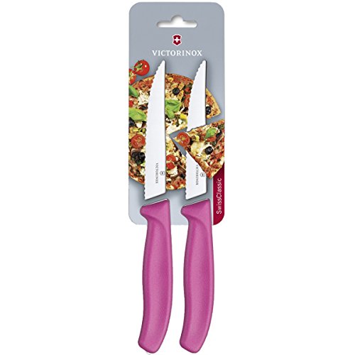 Victorinox Swiss Classic, Profi Steak- und Pizzamesser, Extra Scharfe Klinge, Wellenschliff, 12 cm, Kunststoffgriff, Rostfreier Stahl, pink Victorinox Swiss Classic, Profi Steak- und Pizzamesser, Extra Scharfe Klinge, Wellenschliff, 12 cm, Kunststoffgriff, Rostfreier Stahl, pink von Victorinox