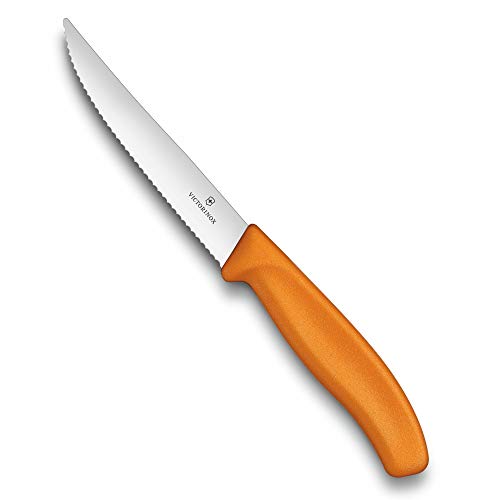 Victorinox Swiss Classic, Pizza- und Steakmesser Set, 2teilig, Extra Scharfe Klinge, Wellenschliff, 11 cm, Kunststoffgriff, Rostfreier Stahl, Orange von Victorinox