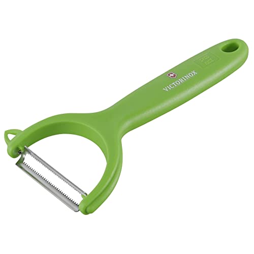 Victorinox Universalschäler für Obst und Gemüse - Extra scharf - Zackenschliffklinge/Zweischneidig - Ergonomischer Griff - Grün von Victorinox