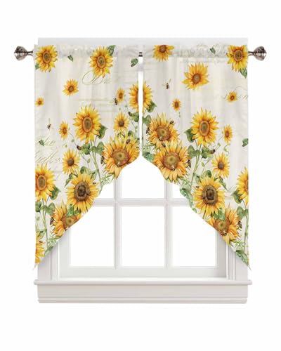 Victoroes Sunflower Swag Volant-Vorhänge, Retro-Gelb, Blumenstangentasche, Küchenvolant, gewellt, für Wohnzimmer, Badezimmer, Fenster, 1 Paar, 91,4 cm B x 91,4 cm L Victoroes Sunflower Swag Volant-Vorhänge, Retro-Gelb, Blumenstangentasche, Küchenvolant, gewellt, für Wohnzimmer, Badezimmer, Fenster, 1 Paar, 91,4 cm B x 91,4 cm L von Victoroes