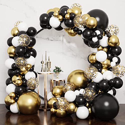 Victse Ballonbogen-Set, goldfarben, Schwarz, 133 Stück, Luftballons, Gold, Dekoration für Geburtstagsfeier, Metallic, Ballongirlande, Set mit schwarzen Luftballons, Konfetti, Kit Girlande Ballon Victse Ballonbogen-Set, goldfarben, Schwarz, 133 Stück, Luftballons, Gold, Dekoration für Geburtstagsfeier, Metallic, Ballongirlande, Set mit schwarzen Luftballons, Konfetti, Kit Girlande Ballon von Victse