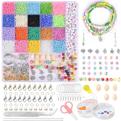 Victse Perlen zum Auffädeln Kit, 9200+Stk 20 Farben 3mm Perlen für Armbänder, Glasperlen mit A-Z Buchstaben Perlen, Schmuck Selber Machen Set für DIY Armband Schmuckherstellung Victse Perlen zum Auffädeln Kit, 9200+Stk 20 Farben 3mm Perlen für Armbänder, Glasperlen mit A-Z Buchstaben Perlen, Schmuck Selber Machen Set für DIY Armband Schmuckherstellung von Victse