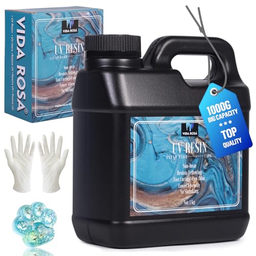 VIDA ROSA 1KG UV-Harz Upgrade-Set mit hoher Glanz, hoher Härte und schnelldurchtrocknendem Epoxidharz, geeignet für Beschichtung, Gießen, Armbänder, Schmuckherstellung und DIY-Kunsthandwerk. VIDA ROSA 1KG UV-Harz Upgrade-Set mit hoher Glanz, hoher Härte und schnelldurchtrocknendem Epoxidharz, geeignet für Beschichtung, Gießen, Armbänder, Schmuckherstellung und DIY-Kunsthandwerk. von VidaRosa