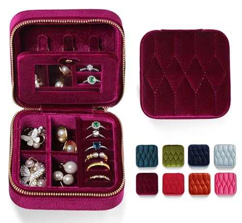 Vidifina Samt-Schmuckschatulle – Reise-Schmuckkoffer mit Spiegel, verstellbaren Fächern für Damen, luxuriöse Aufbewahrungsbox und Geschenk für sie, Rosa Vidifina Samt-Schmuckschatulle – Reise-Schmuckkoffer mit Spiegel, verstellbaren Fächern für Damen, luxuriöse Aufbewahrungsbox und Geschenk für sie, Rosa von Vidifina