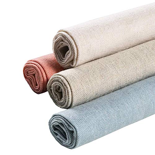 Leinenstoff 4Pcs Aida Stoff Kreuzstich Stoff Weiß Natur Leinen Nähstoff 50cm Stickerei Leinenstoff für die Herstellung von Kleidungsstücken Basteln Nadeln Stickerei Dekoration und Tischdecke von Vidillo