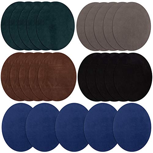 Flicken zum Aufbügeln, 25 Stück, 5 Farben, oval, Veloursleder, Rindsleder, Ellenbogen, Knie, zum Aufbügeln, Samt, für Pullover, Ausbesserungen, Basteln, Reparatur-Set für Kleidung, Jeans Flicken zum Aufbügeln, 25 Stück, 5 Farben, oval, Veloursleder, Rindsleder, Ellenbogen, Knie, zum Aufbügeln, Samt, für Pullover, Ausbesserungen, Basteln, Reparatur-Set für Kleidung, Jeans von Vidillo
