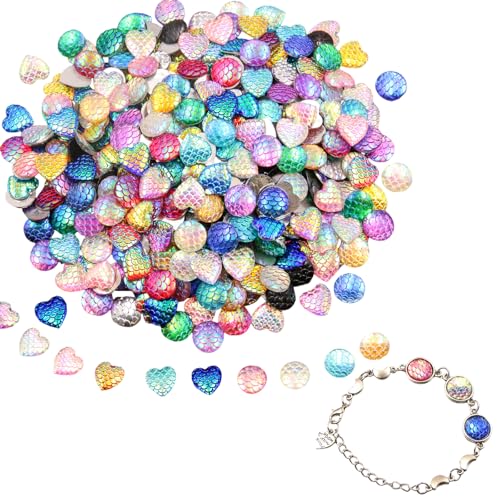 Meerjungfrauen-Waage,rund,Liebe, glitzernd,Harz,12 mm, Cabochon, für DIY-Verzierungen, Basteln, Schmuck, Kunstwerk, flache Rückseite, 150 Stück von Vidillo