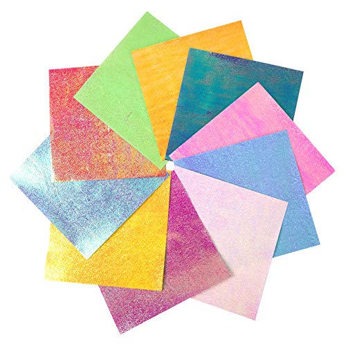 Origami Papier Faltpapier,100 Blatt-glänzender einseitiger 10 Regenbogen-Farbquadrat-faltender Papiersatz für Kran,Sterne, Flugzeuge, Flugzeuge,Tiere scherzt Kunst und DIY-Fertigkeiten(100-Glitter) von Vidillo