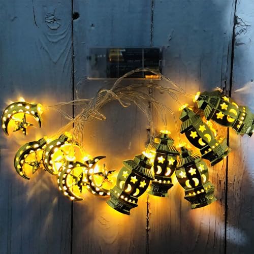 Vidillo Ramadan-LED-Lichterkette, 10 LEDs, batteriebetrieben, Eisen, Stern, Mond, Laterne, Eid-Mubarak-Dekor, perfekt für Ramadan-Festivals, Partys und Veranstaltungen, Innendekoration, 165 cm Vidillo Ramadan-LED-Lichterkette, 10 LEDs, batteriebetrieben, Eisen, Stern, Mond, Laterne, Eid-Mubarak-Dekor, perfekt für Ramadan-Festivals, Partys und Veranstaltungen, Innendekoration, 165 cm von Vidillo