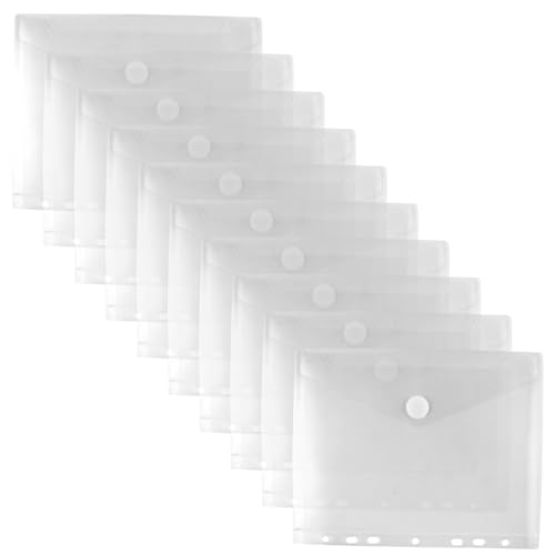 10 Stück Dokumententasche A5, 23x18cm, 7-fach Lochung, Transparent, Wasserdichte Umschlagmappen für Dokumentenorganisation, Sichttaschen mit Klettverschluss, für Schule und Büro von Vidsmow