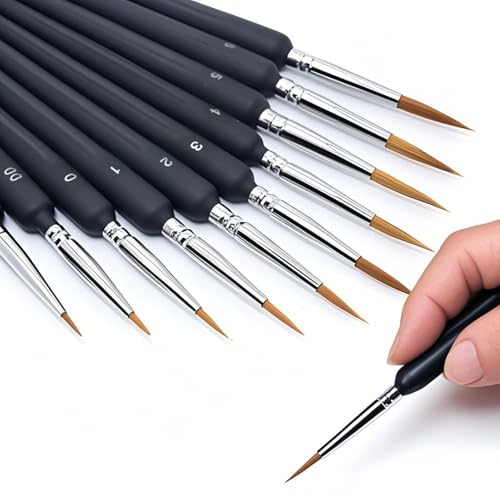 11 PCS Pinsel Set, Feine Detailpinsel für Aquarell und Acrylfarben, Malpinsel für Nagelkunst, Miniaturmalerei, Gesichtsmalerei und Mehr 11 PCS Pinsel Set, Feine Detailpinsel für Aquarell und Acrylfarben, Malpinsel für Nagelkunst, Miniaturmalerei, Gesichtsmalerei und Mehr von Vidsmow