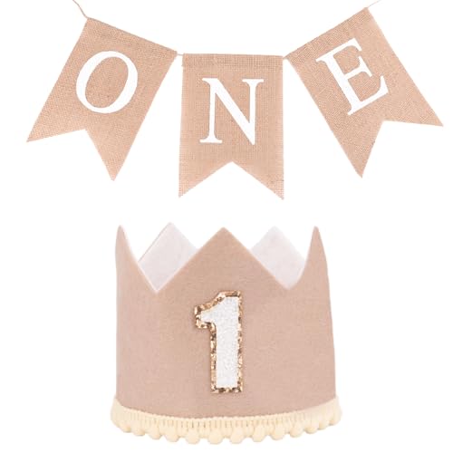 Banner und Hut zum 1. Geburtstag, Dekoration für Jungen und Mädchen, niedliche und lustige Hüte für Kinder, Foto-Requisite, einfache Einrichtung, 2 Stück Banner und Hut zum 1. Geburtstag, Dekoration für Jungen und Mädchen, niedliche und lustige Hüte für Kinder, Foto-Requisite, einfache Einrichtung, 2 Stück von Vidsmow