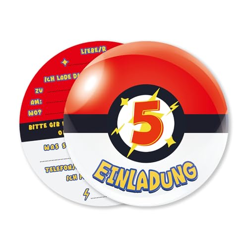 Vielucks 15 x Fang Ball Einladungskarten - Original, Einladungskarten Kindergeburtstag Mädchen Junge, 5. Geburtstagseinladungen, Party deko, Einladung Einschulung (5 Jahre alt) von Vielucks