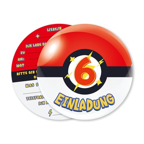 Vielucks 15 x Fang Ball Einladungskarten - Original, Einladungskarten Kindergeburtstag Mädchen Junge, 6. Geburtstagseinladungen, Party deko, Einladung Einschulung (6 Jahre alt) von Vielucks