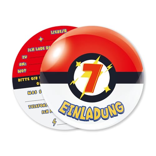Vielucks 15 x Fang Ball Einladungskarten - Original, Einladungskarten Kindergeburtstag Mädchen Junge, 7. Geburtstagseinladungen, Party deko, Einladung Einschulung (7 Jahre alt) von Vielucks