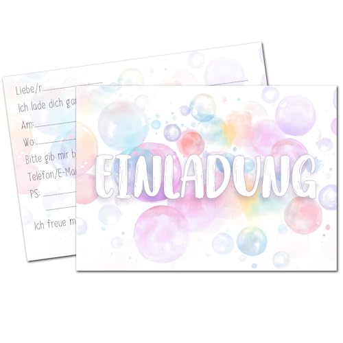 Vielucks 15 x Original Graffiti Einladungskarten -DIN A6,Einladungskarten Kindergeburtstag Junge Mädchen,Geburtstagseinladungen,Partyeinladungen,Einschulung Einladungskarten,Party deko (Blasen) von Vielucks