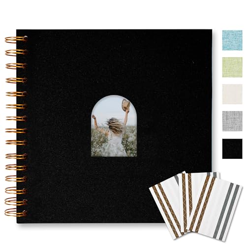 Scrapbook Photo Album Linen Cover, Hardcover Kraft White Pages Memory Book, for Travel Wedding Guest Book Christmas Baby Shower Black 8 Inch 20 Pages von Vienrose