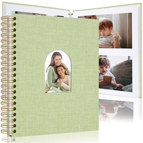 Scrapbook Photo Album Linen Cover, Hardcover Kraft White Pages Memory Book, for Travel Wedding Guest Book Christmas Baby Shower Grass Green 28 Centimeter 20 Pages von Vienrose