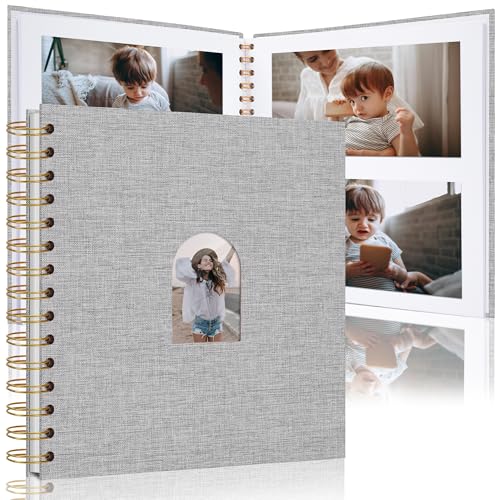 Scrapbook Photo Album Linen Cover, Hardcover Kraft White Pages Memory Book, for Travel Wedding Guest Book Christmas Baby Shower Grey 8 Inch 20 Pages von Vienrose