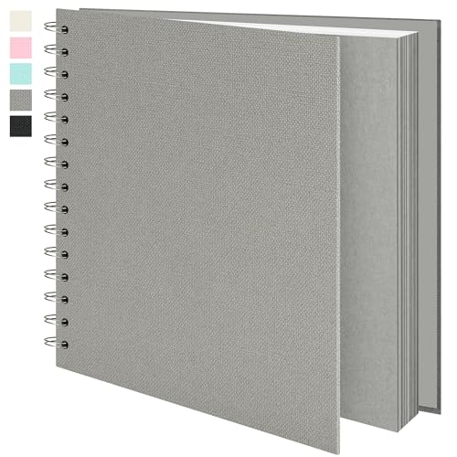 Scrapbook Photo Album Linen Cover, Hardcover Kraft White Pages Memory Book, for Travel Wedding Guest Book Christmas Baby Shower Grey 8 Inch 40 Pages von Vienrose