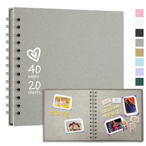 Vienrose 18 x 18 cm Fotoalbum zum Selbstgestalten und Einkleben mit 40 Seiten, Hardcover Kraftpapier Spiralalbum, DIY Sammelalbum für Hochzeit, Geburtstag, Hellgrau Vienrose 18 x 18 cm Fotoalbum zum Selbstgestalten und Einkleben mit 40 Seiten, Hardcover Kraftpapier Spiralalbum, DIY Sammelalbum für Hochzeit, Geburtstag, Hellgrau von Vienrose