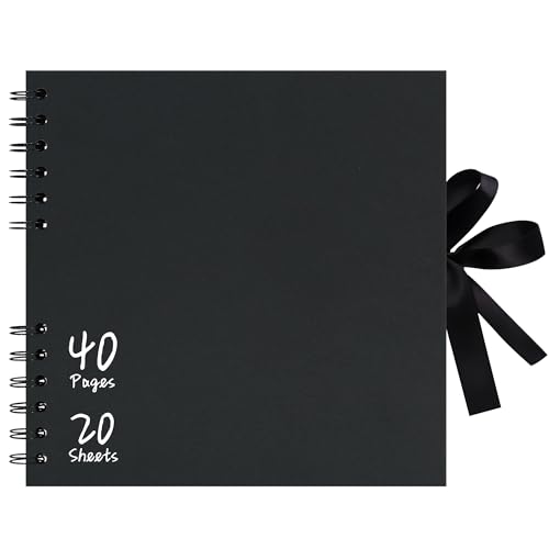 Vienrose 20,5x20,5 cm Scrapbook Fotoalbum zum Selbstgestalten, DIY Fotoalbum mit 40 Seiten Schwarzem Kraftpapier, Fotobuch zum Einkleben, Album für Paare, Babys, Hochzeiten und Familie, Schwarz Vienrose 20,5x20,5 cm Scrapbook Fotoalbum zum Selbstgestalten, DIY Fotoalbum mit 40 Seiten Schwarzem Kraftpapier, Fotobuch zum Einkleben, Album für Paare, Babys, Hochzeiten und Familie, Schwarz von Vienrose