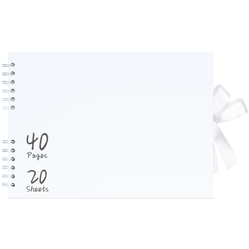Vienrose 29x21,5 cm Scrapbook Fotoalbum zum Selbstgestalten, DIY Fotoalbum mit 40 Seiten Weiß Kraftpapier, Fotobuch zum Einkleben, Album für Paare, Babys, Hochzeiten und Familie, Weiß von Vienrose