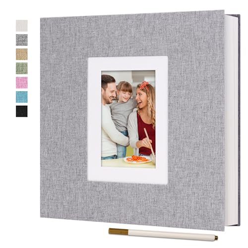 Vienrose Fotoalbum Selbstklebend 40 Seiten Leinen Fotobuch zum Selbstgestalten DIY Scrapbook für Hochzeit Baby Reise Grau von Vienrose