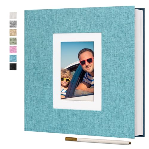 Vienrose Fotoalbum Selbstklebend 60 Seiten Leinen Fotobuch zum Selbstgestalten DIY Scrapbook für Hochzeit Baby Reise Blau von Vienrose