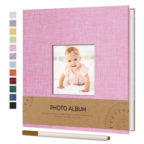 Vienrose Fotoalbum Selbstklebend Einkleben 10x15 Klein Leinen Photo Album mit 40 Weißen Seiten, Hochzeit Jahrestag Geburtstag Fotoalben mit Einem Kugelschreiber, 17x18cm, Rosa von Vienrose