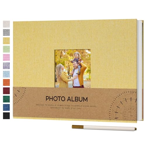 Vienrose Fotoalbum Selbstklebend Einkleben 10x15 Klein Leinen Photo Album mit 60 Weißen Seiten, Hochzeit Jahrestag Geburtstag Fotoalben mit Einem Kugelschreiber, 21,5x30cm, Gelb Vienrose Fotoalbum Selbstklebend Einkleben 10x15 Klein Leinen Photo Album mit 60 Weißen Seiten, Hochzeit Jahrestag Geburtstag Fotoalben mit Einem Kugelschreiber, 21,5x30cm, Gelb von Vienrose