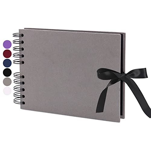 Vienrose Fotoalbum Zum Selbstgestalten 24 x 17 cm DIY Fotobuch 40 Seiten Seidenband Bastelpapier Album für über 80 10x15 Fotos Baby Familie Valentinstag Geburtstag Jahrestag Geschenk von Vienrose
