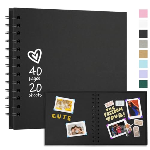 Vienrose Fotoalbum zum Selbstgestalten, Scrapbook Fotoalben mit 40 Seiten, Hardcover Kraftpapier Spiralalbum, DIY Fotobuch zum Einkleben für Hochzeit, Geburtstag, Schwarz Vienrose Fotoalbum zum Selbstgestalten, Scrapbook Fotoalben mit 40 Seiten, Hardcover Kraftpapier Spiralalbum, DIY Fotobuch zum Einkleben für Hochzeit, Geburtstag, Schwarz von Vienrose