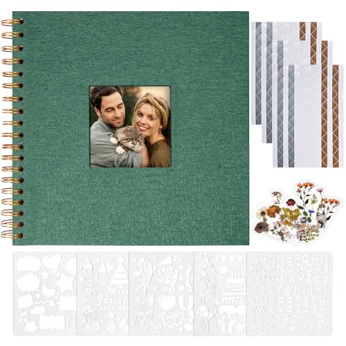 Vienrose Fotoalbum zum Selbstgestalten 20,5 x 20,5 cm, Leinen Fotoalbum mit 40 Weißen Seiten, Leeres Kraftpapier, DIY Scrapbook Spiralalbum Set für Babys, Familien, Hochzeiten, Jahrestag, Dunkelgrün Vienrose Fotoalbum zum Selbstgestalten 20,5 x 20,5 cm, Leinen Fotoalbum mit 40 Weißen Seiten, Leeres Kraftpapier, DIY Scrapbook Spiralalbum Set für Babys, Familien, Hochzeiten, Jahrestag, Dunkelgrün von Vienrose