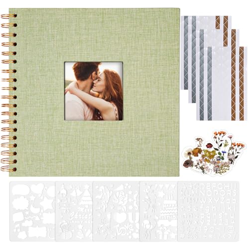Vienrose Fotoalbum zum Selbstgestalten 20,5 x 20,5 cm, Leinen Fotoalbum mit 40 Weißen Seiten, Leeres Kraftpapier, DIY Scrapbook Spiralalbum Set für Babys, Familien, Hochzeiten, Jahrestag, Grasgrün Vienrose Fotoalbum zum Selbstgestalten 20,5 x 20,5 cm, Leinen Fotoalbum mit 40 Weißen Seiten, Leeres Kraftpapier, DIY Scrapbook Spiralalbum Set für Babys, Familien, Hochzeiten, Jahrestag, Grasgrün von Vienrose
