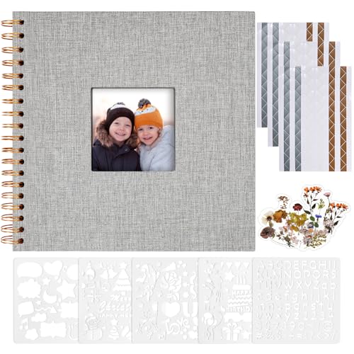 Vienrose Fotoalbum zum Selbstgestalten 20,5 x 20,5 cm, Leinen Fotoalbum mit 40 Weißen Seiten, Leeres Kraftpapier, DIY Scrapbook Spiralalbum Set für Babys, Familien, Hochzeiten, Jahrestag, Grau Vienrose Fotoalbum zum Selbstgestalten 20,5 x 20,5 cm, Leinen Fotoalbum mit 40 Weißen Seiten, Leeres Kraftpapier, DIY Scrapbook Spiralalbum Set für Babys, Familien, Hochzeiten, Jahrestag, Grau von Vienrose