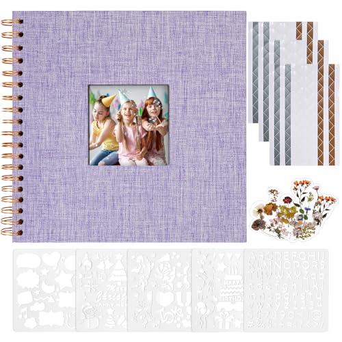 Vienrose Fotoalbum zum Selbstgestalten 20,5 x 20,5 cm, Leinen Fotoalbum mit 40 Weißen Seiten, Leeres Kraftpapier, DIY Scrapbook Spiralalbum Set für Babys, Familien, Hochzeiten, Jahrestag, Lila Vienrose Fotoalbum zum Selbstgestalten 20,5 x 20,5 cm, Leinen Fotoalbum mit 40 Weißen Seiten, Leeres Kraftpapier, DIY Scrapbook Spiralalbum Set für Babys, Familien, Hochzeiten, Jahrestag, Lila von Vienrose