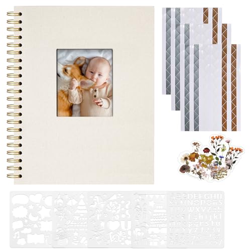 Vienrose Fotoalbum zum Selbstgestalten 28,5 x 20,5 cm, Leinen Fotoalbum mit 40 Weißen Seiten, Leeres Kraftpapier, DIY Scrapbook Spiralalbum Set für Babys, Familien, Hochzeiten, Jahrestag, Beige Vienrose Fotoalbum zum Selbstgestalten 28,5 x 20,5 cm, Leinen Fotoalbum mit 40 Weißen Seiten, Leeres Kraftpapier, DIY Scrapbook Spiralalbum Set für Babys, Familien, Hochzeiten, Jahrestag, Beige von Vienrose