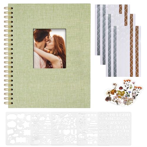 Vienrose Fotoalbum zum Selbstgestalten 28,5 x 20,5 cm, Leinen Fotoalbum mit 40 Weißen Seiten, Leeres Kraftpapier, DIY Scrapbook Spiralalbum Set für Babys, Familien, Hochzeiten, Jahrestag, Grasgrün Vienrose Fotoalbum zum Selbstgestalten 28,5 x 20,5 cm, Leinen Fotoalbum mit 40 Weißen Seiten, Leeres Kraftpapier, DIY Scrapbook Spiralalbum Set für Babys, Familien, Hochzeiten, Jahrestag, Grasgrün von Vienrose