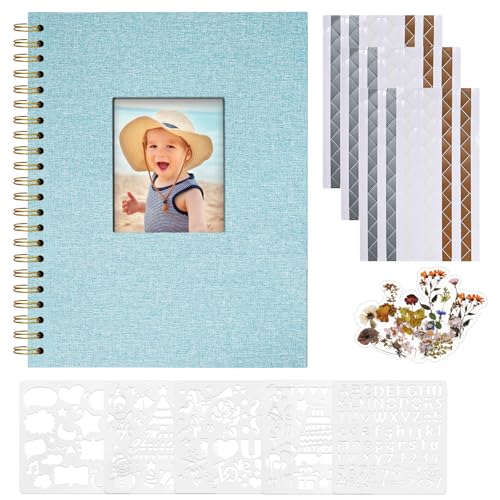 Vienrose Fotoalbum zum Selbstgestalten 28,5 x 20,5 cm, Leinen Fotoalbum mit 40 Weißen Seiten, Leeres Kraftpapier, DIY Scrapbook Spiralalbum Set für Babys, Familien, Hochzeiten, Jahrestag, Hellblau Vienrose Fotoalbum zum Selbstgestalten 28,5 x 20,5 cm, Leinen Fotoalbum mit 40 Weißen Seiten, Leeres Kraftpapier, DIY Scrapbook Spiralalbum Set für Babys, Familien, Hochzeiten, Jahrestag, Hellblau von Vienrose
