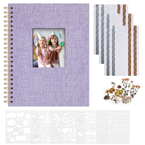 Vienrose Fotoalbum zum Selbstgestalten 28,5 x 20,5 cm, Leinen Fotoalbum mit 40 Weißen Seiten, Leeres Kraftpapier, DIY Scrapbook Spiralalbum Set für Babys, Familien, Hochzeiten, Jahrestag, Lila Vienrose Fotoalbum zum Selbstgestalten 28,5 x 20,5 cm, Leinen Fotoalbum mit 40 Weißen Seiten, Leeres Kraftpapier, DIY Scrapbook Spiralalbum Set für Babys, Familien, Hochzeiten, Jahrestag, Lila von Vienrose
