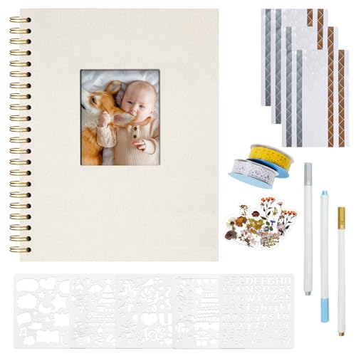 Vienrose Fotoalbum zum Selbstgestalten 28,5 x 20,5 cm, Leinen Fotoalbum mit 80 Weißen Seiten, Leeres Kraftpapier, DIY Scrapbook Spiralalbum Set für Babys, Familien, Hochzeiten, Jahrestag, Beige Vienrose Fotoalbum zum Selbstgestalten 28,5 x 20,5 cm, Leinen Fotoalbum mit 80 Weißen Seiten, Leeres Kraftpapier, DIY Scrapbook Spiralalbum Set für Babys, Familien, Hochzeiten, Jahrestag, Beige von Vienrose