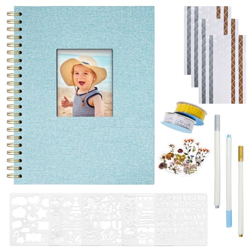 Vienrose Fotoalbum zum Selbstgestalten 28,5 x 20,5 cm, Leinen Fotoalbum mit 80 Weißen Seiten, Leeres Kraftpapier, DIY Scrapbook Spiralalbum Set für Babys, Familien, Hochzeiten, Jahrestag, Hellblau Vienrose Fotoalbum zum Selbstgestalten 28,5 x 20,5 cm, Leinen Fotoalbum mit 80 Weißen Seiten, Leeres Kraftpapier, DIY Scrapbook Spiralalbum Set für Babys, Familien, Hochzeiten, Jahrestag, Hellblau von Vienrose