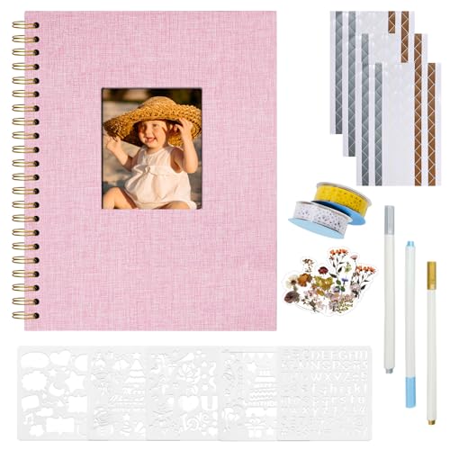 Vienrose Fotoalbum zum Selbstgestalten 28,5 x 20,5 cm, Leinen Fotoalbum mit 80 Weißen Seiten, Leeres Kraftpapier, DIY Scrapbook Spiralalbum Set für Babys, Familien, Hochzeiten, Jahrestag, Rosa Vienrose Fotoalbum zum Selbstgestalten 28,5 x 20,5 cm, Leinen Fotoalbum mit 80 Weißen Seiten, Leeres Kraftpapier, DIY Scrapbook Spiralalbum Set für Babys, Familien, Hochzeiten, Jahrestag, Rosa von Vienrose
