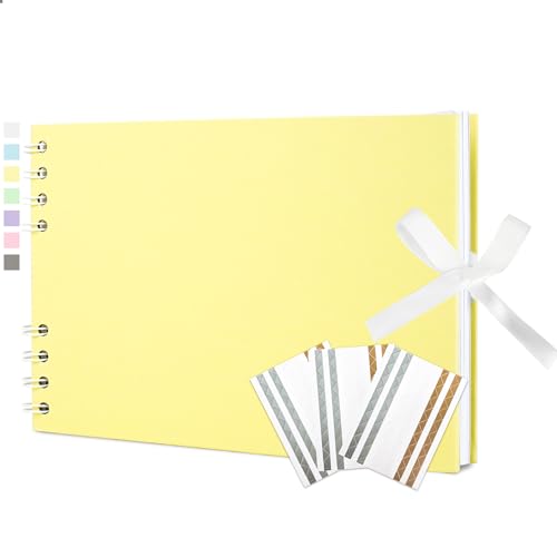 Vienrose Fotoalbum zum Selbstgestalten und Einkleben 21,5 x 15 cm, DIY Scrapbook Album mit 40 weißen Seiten, Spiralalbum für Baby, Hochzeit und Geburtstag, Flaches Gelb Vienrose Fotoalbum zum Selbstgestalten und Einkleben 21,5 x 15 cm, DIY Scrapbook Album mit 40 weißen Seiten, Spiralalbum für Baby, Hochzeit und Geburtstag, Flaches Gelb von Vienrose