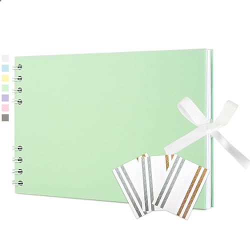Vienrose Fotoalbum zum Selbstgestalten und Einkleben 21,5 x 15 cm, DIY Scrapbook Album mit 40 weißen Seiten, Spiralalbum für Baby, Hochzeit und Geburtstag, Hellgrün Vienrose Fotoalbum zum Selbstgestalten und Einkleben 21,5 x 15 cm, DIY Scrapbook Album mit 40 weißen Seiten, Spiralalbum für Baby, Hochzeit und Geburtstag, Hellgrün von Vienrose